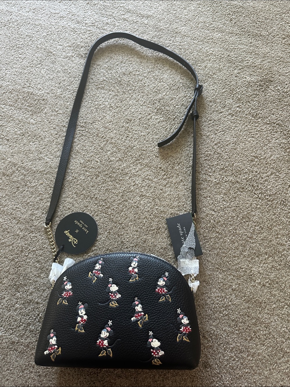 kate spade black crossbody with Minnie Mouse print